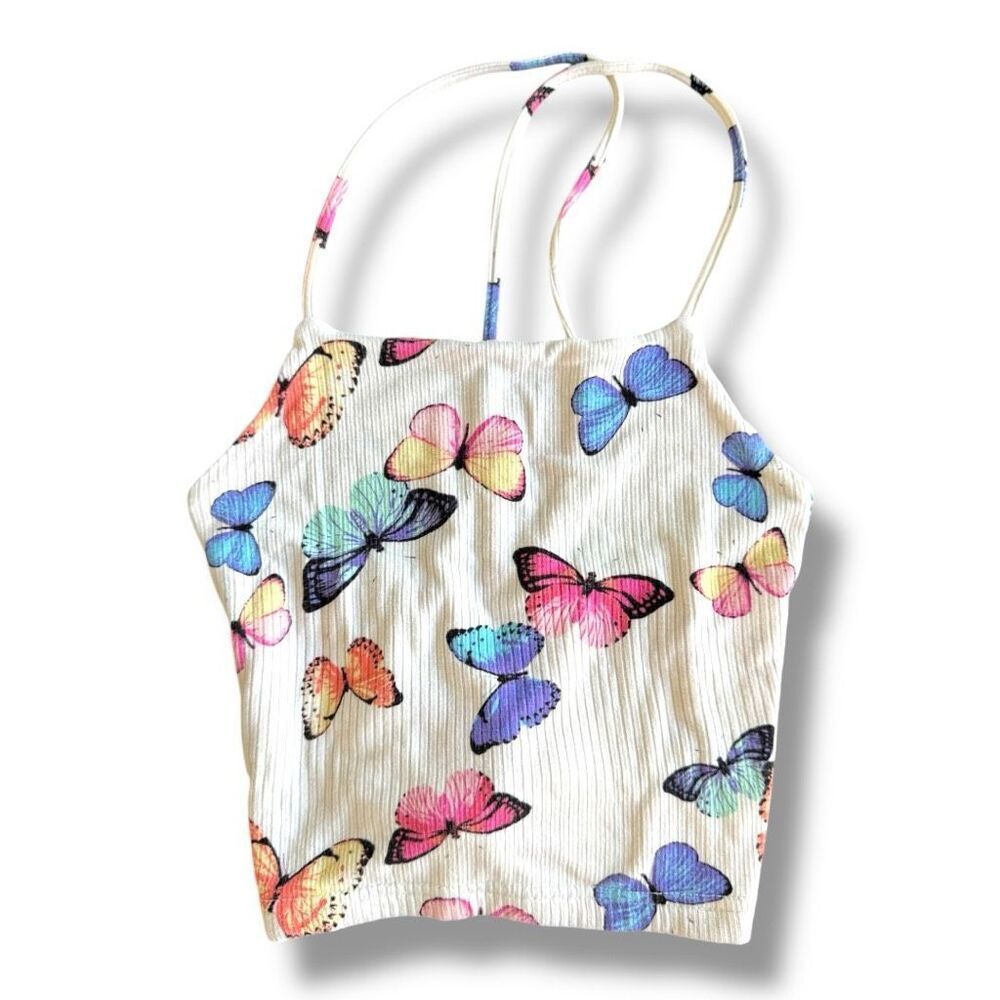 Rue 21 XS Multicolor Butterfly Spaghetti Strap Camisole Top Y2K